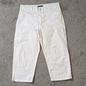 LEE Relaxed Fit High Rise Front Zip Stretch Cropped Cargo Pants; Size 14